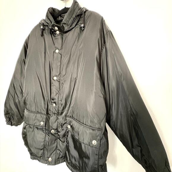 Prada 90s Vintage Black Nylon Jacket with Hood XL - Picture 2 of 13